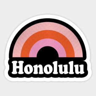 Honolulu, Hawaii - HI Retro Rainbow and Text Sticker